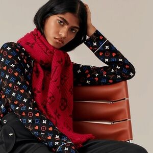 Louis Vuitton Echarpe Logomania Scarf in Ruby Red